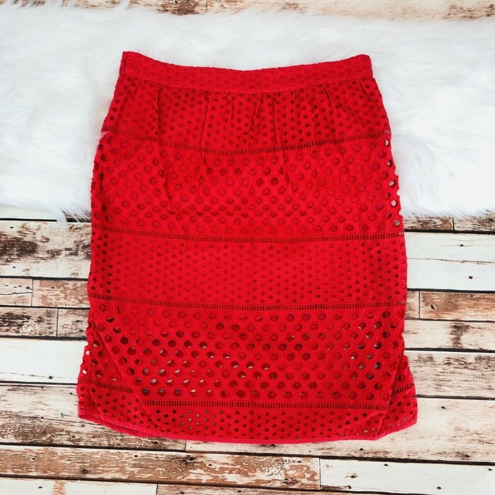 Ann Taylor Loft Eyelet Cutout Overlay Skirt Size 8 - Picture 1 of 6
